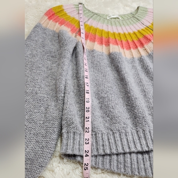 ANTHROPOLOGIE Colleen Pullover Alpaca Wool Blend Sweater Medium Rainbow Gray - Picture 11 of 15
